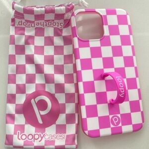 Loopy Case for iPhone 12 Pro Max, Pink Checkered